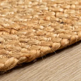 Steffensmeier Jute Teppich Goa | Rund | Wohnzimmer, Flur, Eingangsbereich, Naturfaser, handgeflochten, Flower, Größe: Ø 150 cm