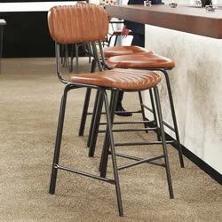 2er-Set Retro Barhocker | Leder | Braun | Vintage Barhocker