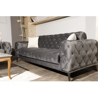 Möbeldreams Chesterfield-Sofa Chesterfield-Sofa Arizona Two Modern 3er mit Schlaffunktion, Schlaffunktion grau