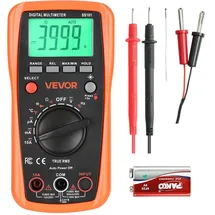 Vevor Digitalmultimeter, 4000-Count TRMS DC/AC Voltmeter Stromtester, Auto-Ranging-Multimeter für Strom, Spannung, Widerstand, Kapazität, Temperatur, Dioden, Durchgang, Tastverhältnis