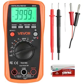Vevor Digitalmultimeter, 4000-Count TRMS DC/AC Voltmeter Stromtester, Auto-Ranging-Multimeter für Strom, Spannung, Widerstand, Kapazität, Temperatur, Dioden, Durchgang, Tastverhältnis