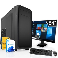 SYSTEMTREFF Business Komplett-Paket - Core i3 13100 - Intel UHD 730 - 16GB - 512GB M.2 NVMe + - 24 Zoll Monitor - Windows 11 Pro - Desktop PC