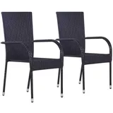 vidaXL Gartenstuhl 55 x 53 x 95 cm schwarz 2 St.