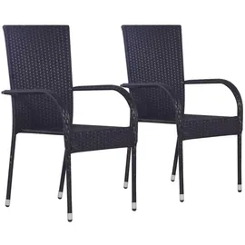 vidaXL Gartenstuhl 55 x 53 x 95 cm schwarz 2 St.