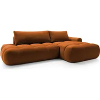 Selsey Ombo - Ecksofa mit Schlaffunktion, Samtbezug in Kupferbraun, rechtsseitig - Braun