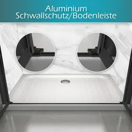 iflair i-flair Duschtür Pendeltür Nischentür Duschabtrennung aus durchsichtigem 6 mm Sicherheitsglas mit Schwarzen Profilen Breite: 100-104 cm - Höhe: 180 cm,