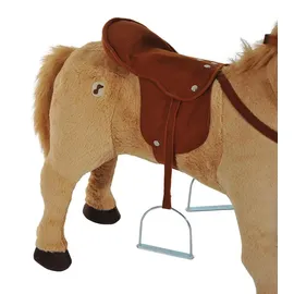 Homcom Reitpferd Spielpferd Plüschpferd Spielpferd für Kinder Stehpferd mit Sound Beige