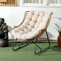 Gartensessel PE-Rattan Stahl, Outdoor Lounge Sessel mit Auflage, Polyrattan Rattanoptik, Khaki | 101x75x90 cm | 12 kg | verstellbare Füße
