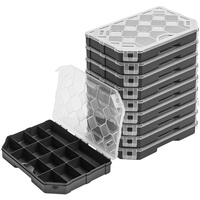 10x Sortimentskasten Kleinteilemagazin – 195 x 284 x 40 mm - Sortierkasten mit Transparent Deckel Sortierkoffer Werkzeugbox Sortimentskoffer