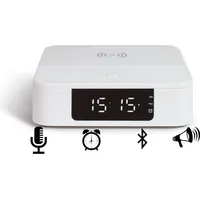LIVOO Wecker Ladestation Bluetooth-Lautsprecher Mikrofon Akku TES235 - Weiß