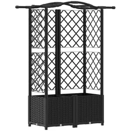 vidaXL Hochbeet mit Rankgitter und Dach 122 x 40 x 141 cm Schwarz