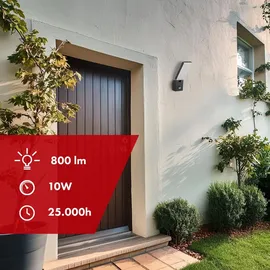 Maclean Brackets Maclean PIR Bewegungsmelder, LED Lampe schwarz 10W, IP65 800lm, 4000K MCE516 B