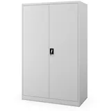 Jan Nowak Aktenschrank Metall Büroschrank abschließbar 115 cm JAN II D600 4 Böden (Stahl 0,6 mm Wandmontage möglich PZH-zertifiziert 4 Farben) Ordnerschrank 70 Ordner Schloss 2 Schlüssel Tiefe 60 cm robust grau
