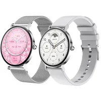 Damen-Smartwatch AMOLED 1,32", 100 Funktionen, Fitness - Silber/Grau