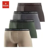 Authentic Underwear Boxer Boxershorts für Herren (Packung, 4-St), schwarzer Webbund mit Logoschriftzug beige|braun|grau|grün 3 (XS)