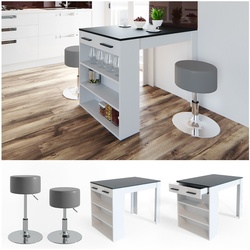 Vicco Bartisch Repose Stehtisch Loungetisch Tresentisch Tisch Küchentisch Regal mit Barhocker