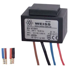 Weiss Elektrotechnik 07/053 Kompaktnetzteil Transformator 1 x 230 V 1 x 8 V/AC 10 VA 1250 mA