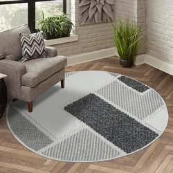 Teppich CARPET CITY "LINDO 8877", grau, H:11mm Ø:200cm, Obermaterial: 100% Polyester, Teppiche, Kurzflor, Hochtief-Muster/ 3D-Effekt, Boho-Stil, Wohnzimmer