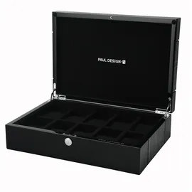 Paul Design Uhrenbox für 10 Uhren aus Holz Schwarz
