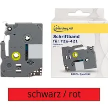 G&G Schriftband (9mm x 8m, Schwarz auf rot - Marke: