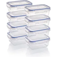 GRIZZLY Kunststoff Frischhaltedosen Set, 8x Vorratsdosen mit Deckel, rechteckig,