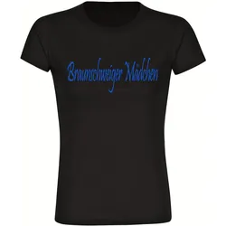 multifanshop Damen T-Shirt - Braunschweig - Braunschweiger Mädchen - Druck blau - Frauen