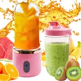 Aohcae Mixer Klein, 400ML Portable Blender mit 6 Edelstahlklingen, Bürste und Ersatzbecher, USB-Laden Mixer Smoothie Maker, Standmixer Klein für die Zubereitung von Milchshakes, Säften, Smoothies