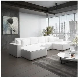 Fun Möbel Wohnlandschaft Schlafsofa Sofa CONOR PREMIUM, Kunstleder weiß