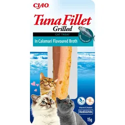 INABA Thunfischfilet für Katzen - Thunfisch in Tintenfischbrühe 5x15g