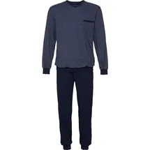 Ammann Schlafanzug, Brusttasche, V-Ausschnitt, für Herren, 523 BLAU, 106