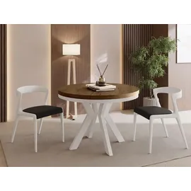 WFL GROUP Runder Ausziehtisch 80-130 x 77 cm dunkelbraun
