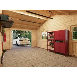 Palmako Garage Roger 19,0 + 33,2 m2 - 44 mm - mit Holztor naturbelassen