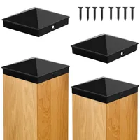 Winter Shore Aluminium Pyramiden-Pfostenkappe 10x10 cm für Holzpfosten mit Nennmaß 4x4 Zoll (4er-Pack) - Istmaß Pfostenkappen 9x9 Zoll - Rostbeständige, Mattschwarze Fence Post Caps für Draußen