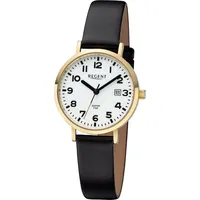 REGENT Damen Armbanduhr Analog Lederarmband schwarz URBA791