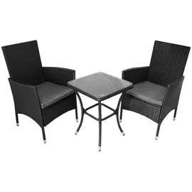 MonsterShop Rattan Bistro Set Schwarz