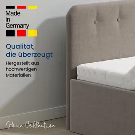 home collective Polsterbett 160x200 cm Doppelbett Bett mit verstellbarem Lattenrost & Bettkasten, gepolstertes Kopfteil, Germany | Beige - Beige