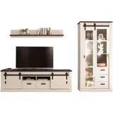furn.design Wohnwand, Weiß, Anthrazit, Metall, Nachbildung,Pinie, 314x201x43 cm, Wohnzimmer, Wohnwände, Anbauwände