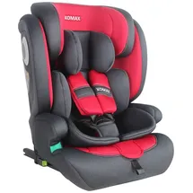 XOMAX Kindersitz ISOFIX I mitwachsend I 9-36 kg, 15 Monate - 12 Jahre, Gruppe 1/2/3 I 5-Punkt-Gurt und 3-Punkt-Gurt I Bezug abnehmbar und waschbar I ECE R129 I anthrazit-rot