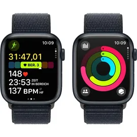 Apple Watch Series 9 GPS + Cellular 45 mm Aluminiumgehäuse mitternacht, Sport Loop mitternacht One Size