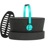 LIEBLINGSKORB Original Black Türkis - inkl. Deckel, Einlegeboden und Transportring - ultraleichter, kippsicherer & formstabiler Einkaufskorb - Made in Germany - thermoisolierend & abwaschbar