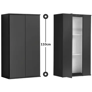 mokebo Mehrzweckschrank Schwarz, 2 Fächer, 60x110x34 cm, Waschküche, Mehrzweckschränke