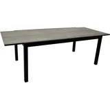 DEGAMO Ausziehtisch FARO 180/240x100cm, Aluminium anthrazit + Glas in Keramikoptik hellgrau