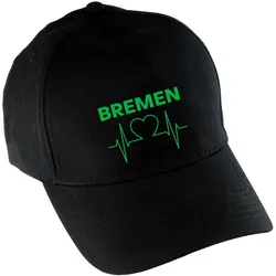 multifanshop Baseballcap - Bremen - Herzschlag - Druck grün - Mütze