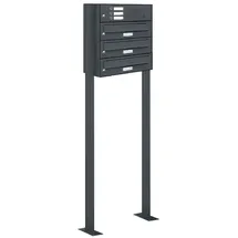 AL Briefkastensysteme 3er Premium Standbriefkasten Anthrazit inkl. Zeitungsfach