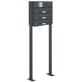 AL Briefkastensysteme 3er Premium Standbriefkasten Anthrazit inkl. Zeitungsfach