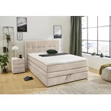 Jockenhöfer Boxspringbett JOCKENHÖFER GRUPPE "Amy", beige (beige 426, 07), L:217cm, Bezug Bett: Cordstoff (100% Polyester);Topper und Matratzenspiegel: 100% Polyester, Komplettbetten, Boxspringbett, mit Bettkasten und Kaltschaum-Topper, erhältlich in 140 & 180cm