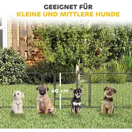 PawHut Welpenauslauf 12 Paneele Schwarz/Grau 60 cm