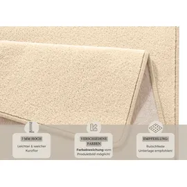 HANSE HOME Läufer Fancy - Wohnzimmerteppich Kurzflor, Weich, Einfarbig, Wohnzimmer, Schlafzimmer, Esszimmer beige - 80x200 cm - 2 Jahre Gewährleistung - mind. 14 Tage Rückgaberecht