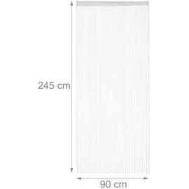 Relaxdays Fadenvorhang 2er Set, kürzbare Fadengardinen mit Stabtunnel, 90 x 245 cm, Türgardine & Raumteiler, weiß