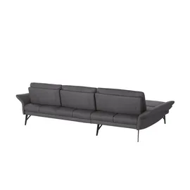 HIMOLLA Eckcouch Leder 2-Sitzer Schwarz